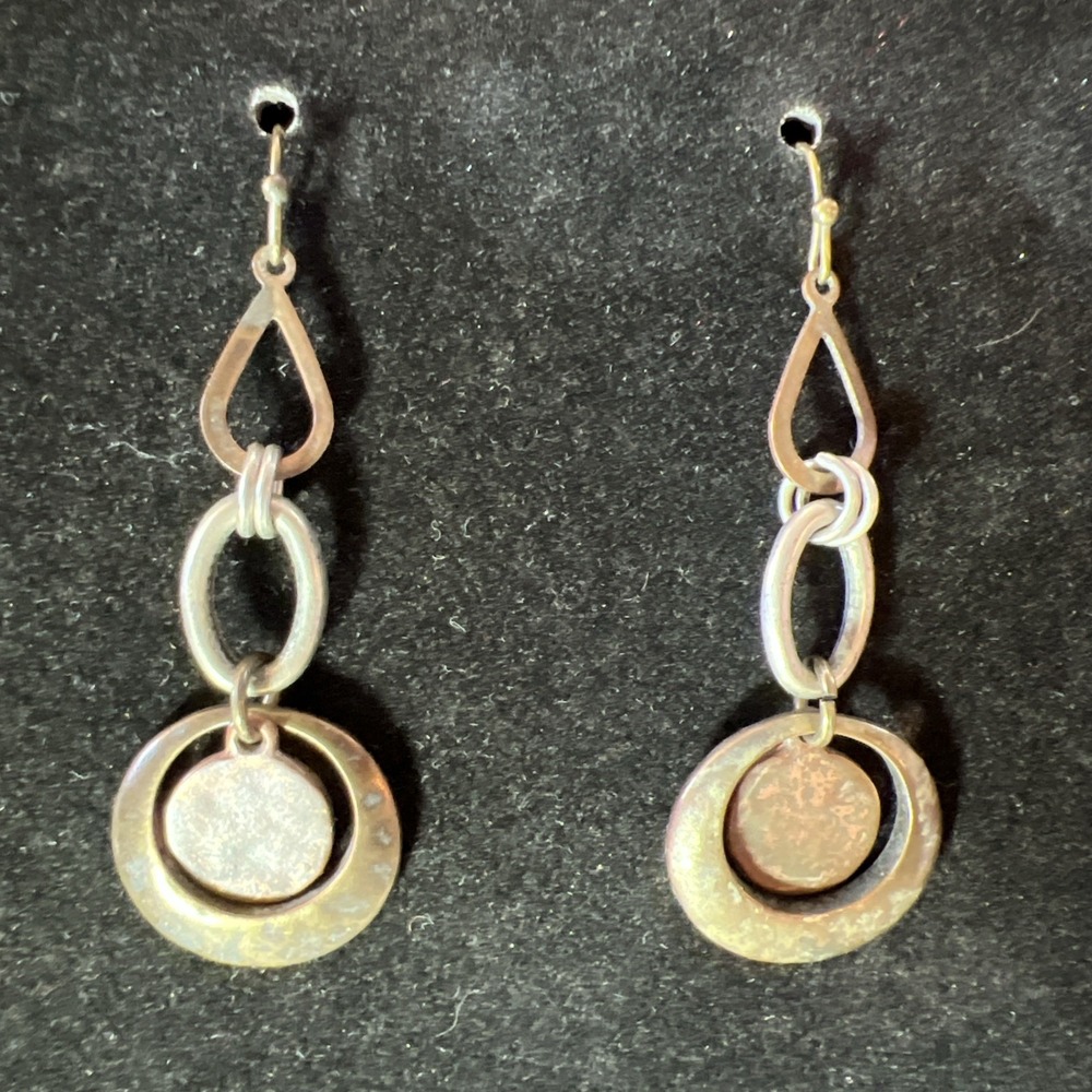 Dangling‎ Earrings 2.5" LongMixed Metal Rings Pierced Earrings
